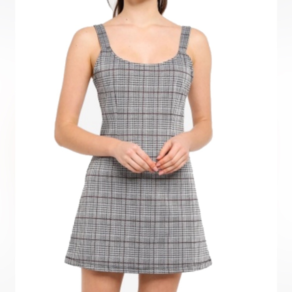 Grey houndstooth plaid Dress